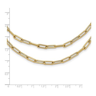 14K Yellow Gold 4mm Hollow Double-Layer Paperclip Chain – view 5