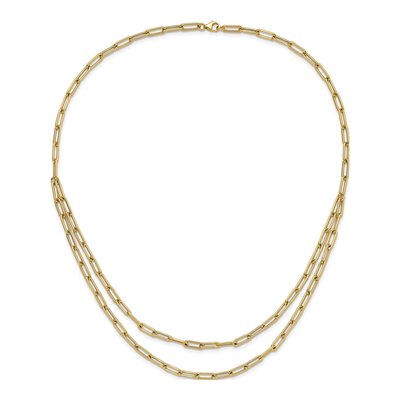 14K Yellow Gold 4mm Hollow Double-Layer Paperclip Chain – view 6