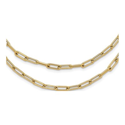 14K Yellow Gold 4mm Hollow Double-Layer Paperclip Chain