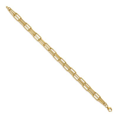 14K Yellow Gold 4mm Hollow Double-Layer Link Chain Bracelet – view 3