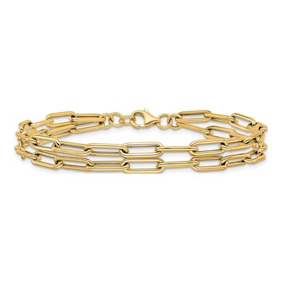 14K Yellow Gold 4mm Hollow Double-Layer Link Chain Bracelet – view 4
