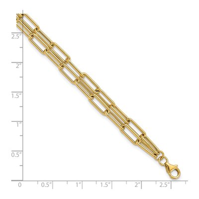14K Yellow Gold 4mm Hollow Double-Layer Link Chain Bracelet – view 7