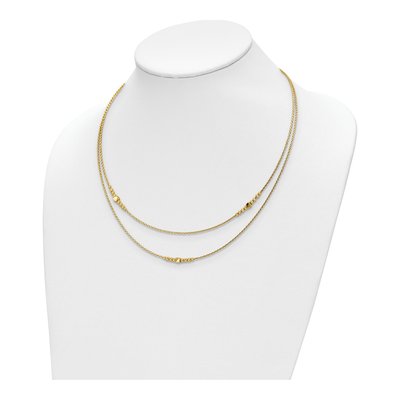 14K Yellow Gold Diamond-Cut Beaded 2-Strand Necklace – view 3