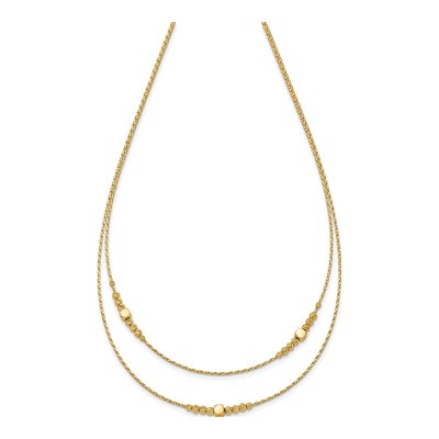 14K Yellow Gold Diamond-Cut Beaded 2-Strand Necklace – view 4