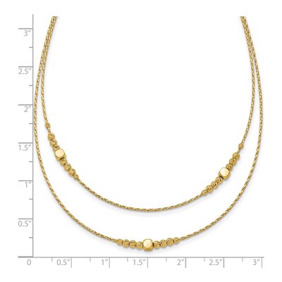 14K Yellow Gold Diamond-Cut Beaded 2-Strand Necklace – view 5