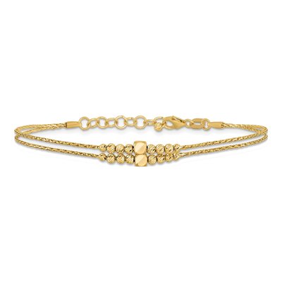 14K Yellow Gold Diamond-Cut Beaded Bracelet – view 3