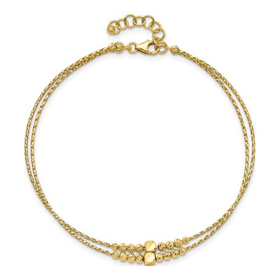 14K Yellow Gold Diamond-Cut Beaded Bracelet – view 4