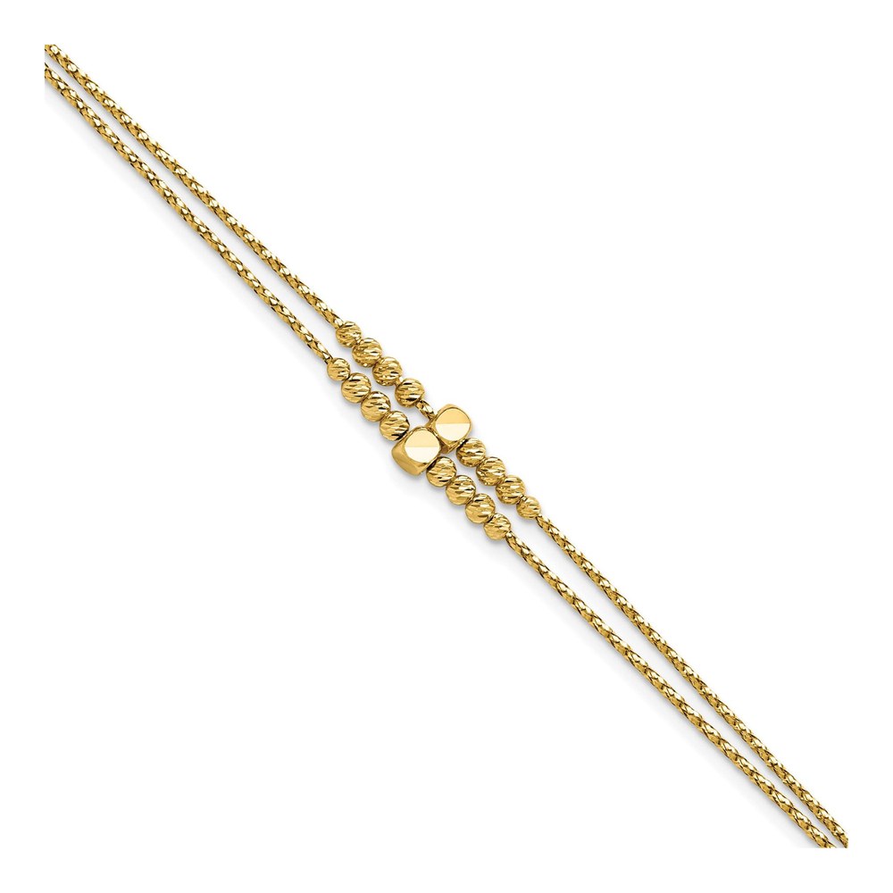 14K Yellow Gold Diamond-Cut Beaded Bracelet