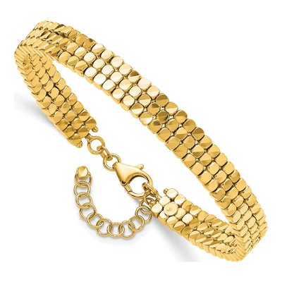 14K Yellow Gold Flexible Cuff Bangle Bracelet