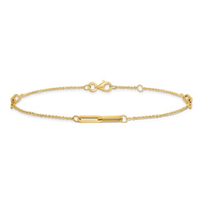 14K Yellow Gold 1.4mm Paperclip Cable Chain Anklet – view 4