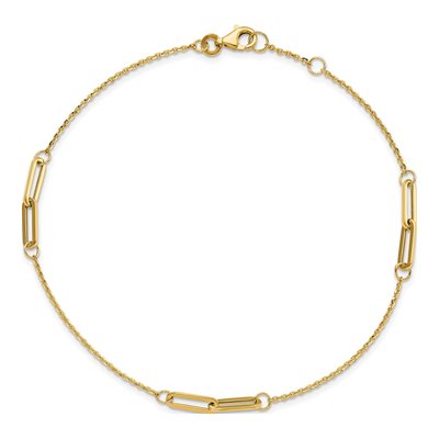 14K Yellow Gold 1.4mm Paperclip Cable Chain Anklet – view 5