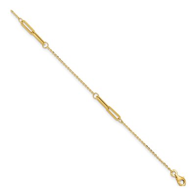 14K Yellow Gold 1.4mm Paperclip Cable Chain Anklet