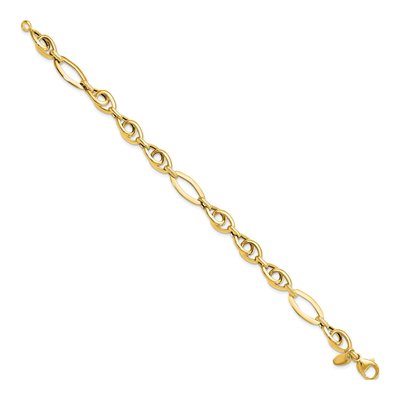 14K Yellow Gold Textured Fancy Link Bracelet – view 2