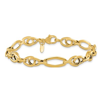 14K Yellow Gold Textured Fancy Link Bracelet – view 3