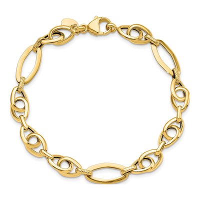 14K Yellow Gold Textured Fancy Link Bracelet – view 4