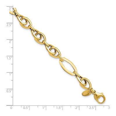 14K Yellow Gold Textured Fancy Link Bracelet – view 5
