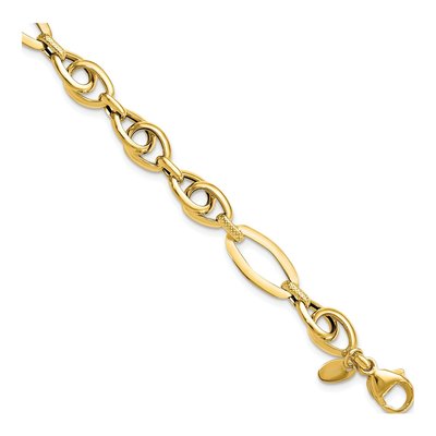 14K Yellow Gold Textured Fancy Link Bracelet