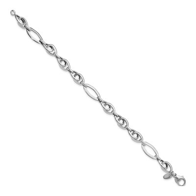 14K White Gold 8.25mm Hollow Textured Fancy Link Bracelet – view 3