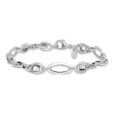 14K White Gold 8.25mm Hollow Textured Fancy Link Bracelet – view 4