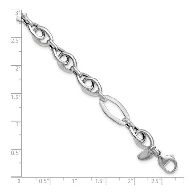 14K White Gold 8.25mm Hollow Textured Fancy Link Bracelet – view 6
