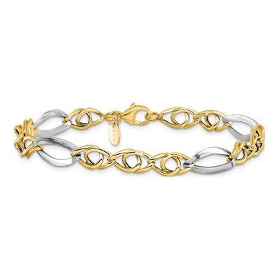 14K Yellow Gold 7.5mm Hollow Fancy Link Bracelet – view 4