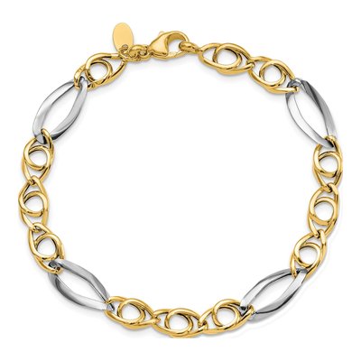 14K Yellow Gold 7.5mm Hollow Fancy Link Bracelet – view 5