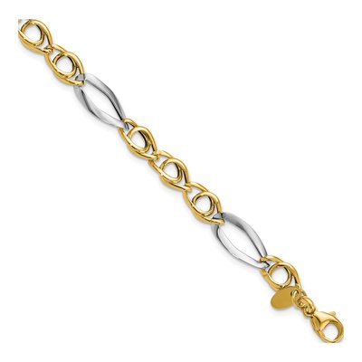 14K Yellow Gold 7.5mm Hollow Fancy Link Bracelet