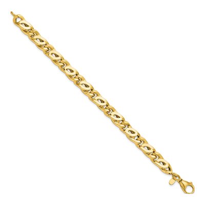 Men's 14K Yellow Gold 9.8mm Hollow Open Link Bracelet – view 3