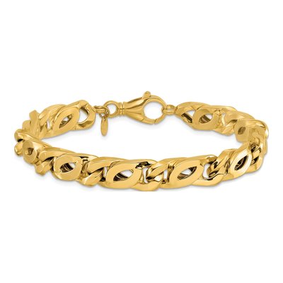 Men's 14K Yellow Gold 9.8mm Hollow Open Link Bracelet – view 4