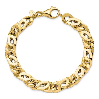 Men's 14K Yellow Gold 9.8mm Hollow Open Link Bracelet – view 5