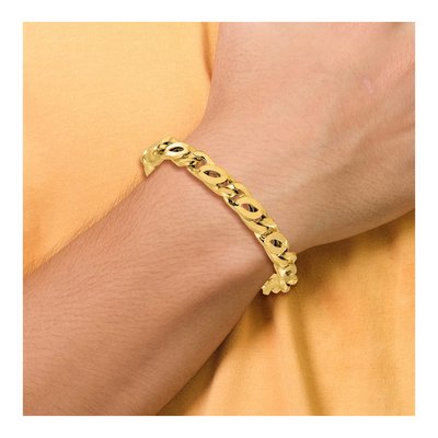 Men's 14K Yellow Gold 9.8mm Hollow Open Link Bracelet – view 7