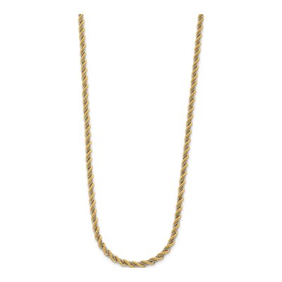 14K Two-Tone Gold 3.25mm Hollow Rope Fancy Link Chain – view 4