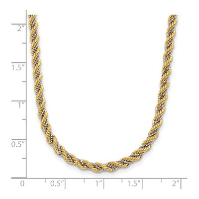 14K Two-Tone Gold 3.25mm Hollow Rope Fancy Link Chain – view 5