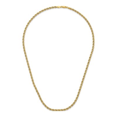 14K Two-Tone Gold 3.25mm Hollow Rope Fancy Link Chain – view 6