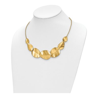14K Yellow Gold Textured Leaf Necklace – view 3