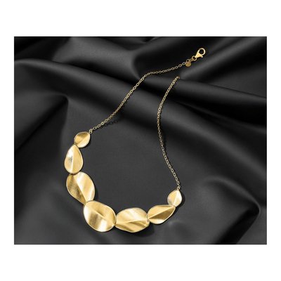 14K Yellow Gold Textured Leaf Necklace – view 6