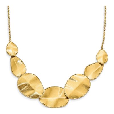 14K Yellow Gold Textured Leaf Necklace