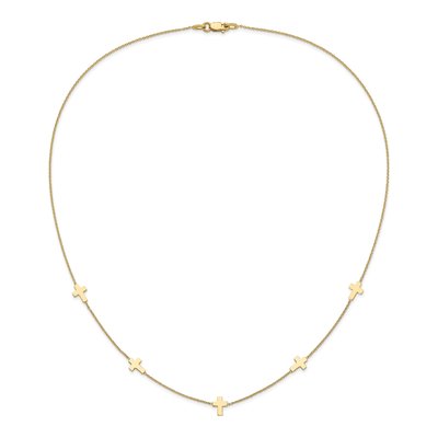 14K Yellow Gold 5-Station Cross Pendant Necklace – view 3