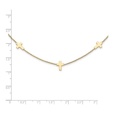 14K Yellow Gold 5-Station Cross Pendant Necklace – view 4