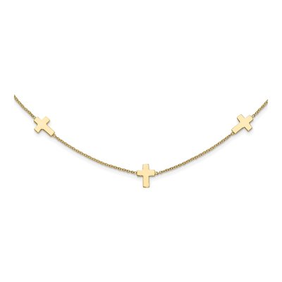 14K Yellow Gold 5-Station Cross Pendant Necklace