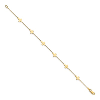 14K Yellow Gold Cross Station Bracelet – view 2