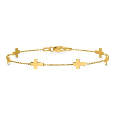 14K Yellow Gold Cross Station Bracelet – view 3