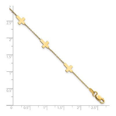 14K Yellow Gold Cross Station Bracelet – view 4