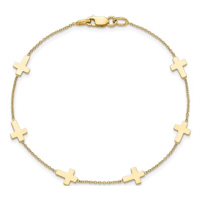 14K Yellow Gold Cross Station Bracelet – view 5
