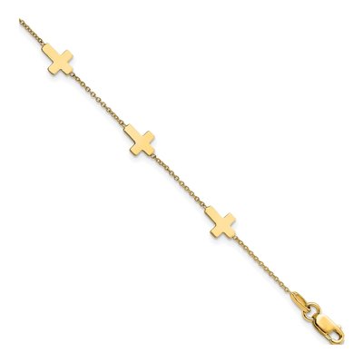 14K Yellow Gold Cross Station Bracelet