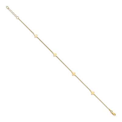 14K Yellow Gold Cross Station Anklet – view 2