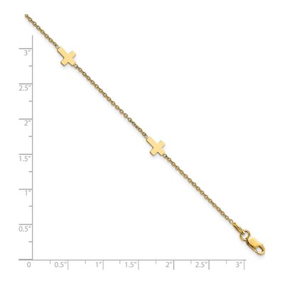 14K Yellow Gold Cross Station Anklet – view 4