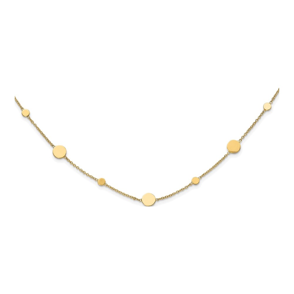 14K Yellow Gold Circle Disc Station Necklace