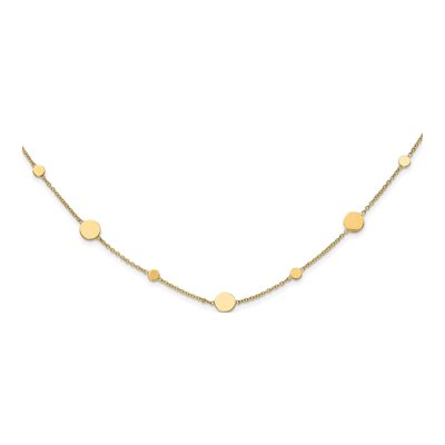 14K Yellow Gold Circle Disc Station Necklace