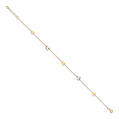 14K Two-Tone Gold Butterfly Anklet – view 3